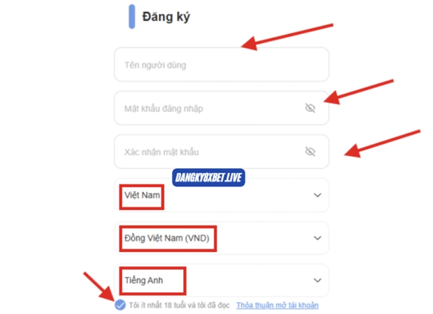 Chọn "Đăng ký" để bắt đầu